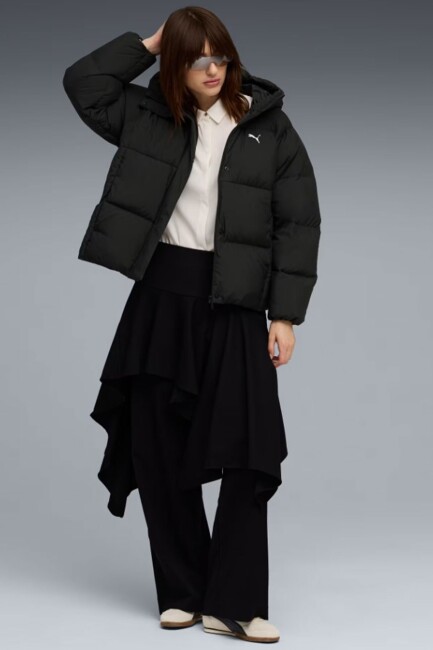 Kadın Hooded Down Puffer Mont 688392-01 Siyah (2)