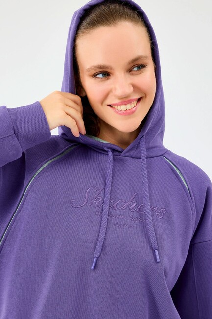 Kadın Hoodie Sweat S2520228-0277 Mor - Thumbnail