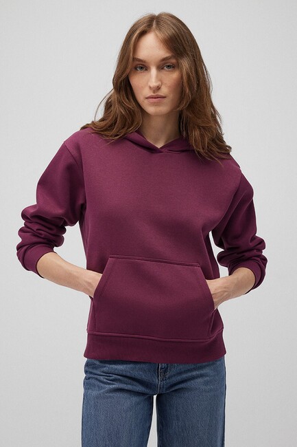 Kadın Kapüşonlu Sweat 167299-70670 Bordo (1)