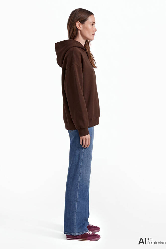 Kadın Kapüşonlu Basic Sweat 1S10575-70236 Kahve - 3