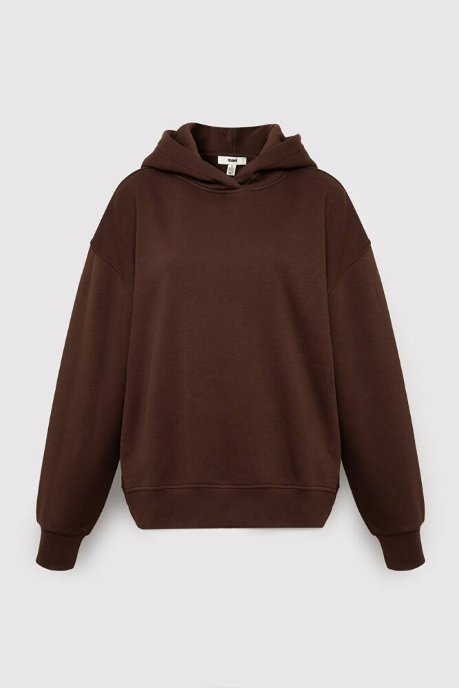 Kadın Kapüşonlu Basic Sweat 1S10575-70236 Kahve - 6