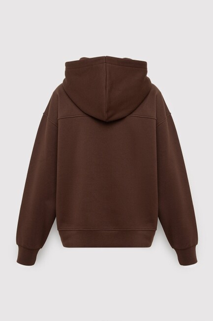 Kadın Kapüşonlu Basic Sweat 1S10575-70236 Kahve - 7