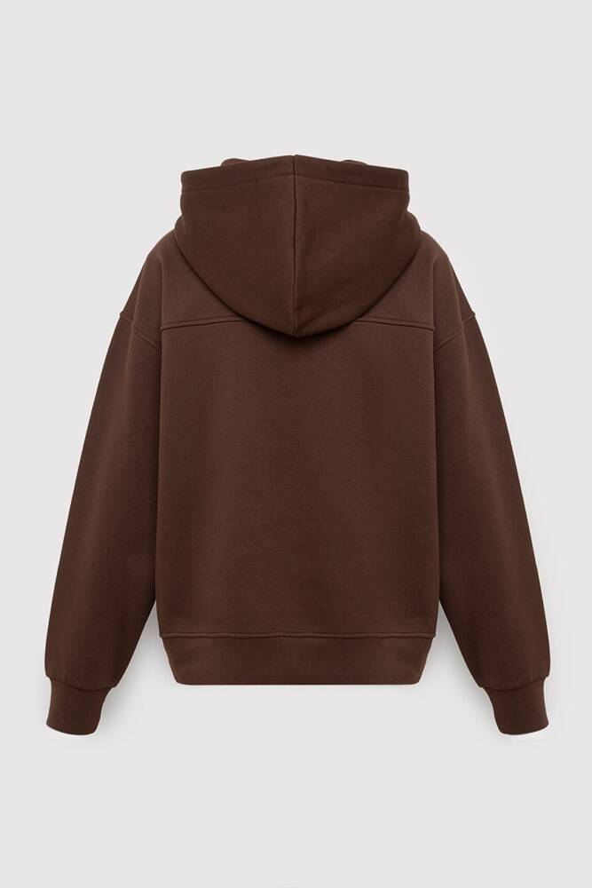 Kadın Kapüşonlu Basic Sweat 1S10575-70236 Kahve - 7
