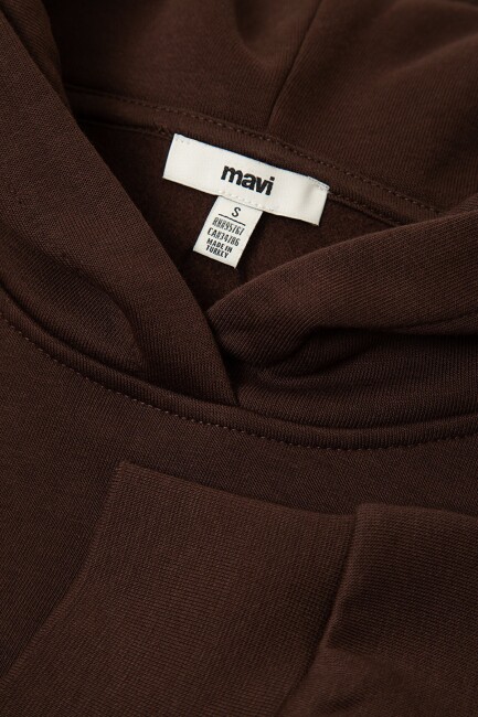Kadın Kapüşonlu Basic Sweat 1S10575-70236 Kahve - 8