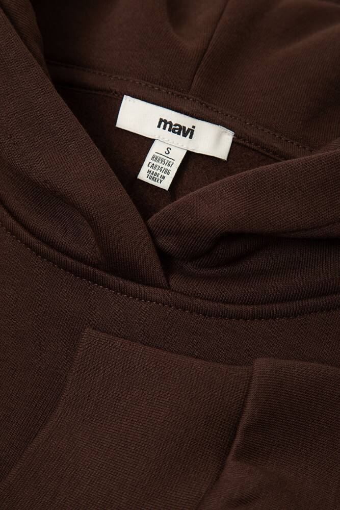 Kadın Kapüşonlu Basic Sweat 1S10575-70236 Kahve - 8