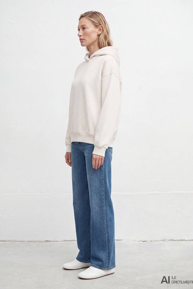 Kadın Kapüşonlu Basic Sweat 1S10575-83043 Beyaz - 3