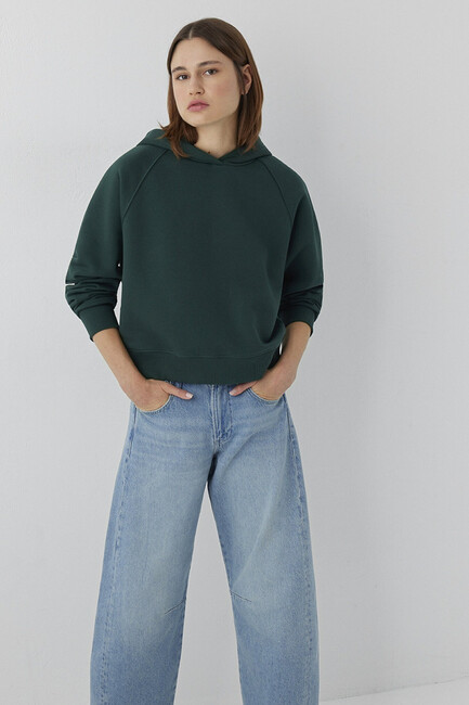 Kadın Kapüşonlu Basic Sweat 1S10577-71538 Yeşil (1)