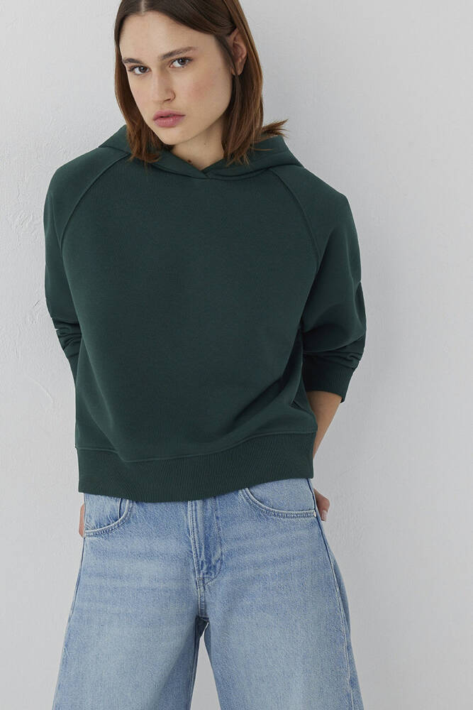 Kadın Kapüşonlu Basic Sweat 1S10577-71538 Yeşil 