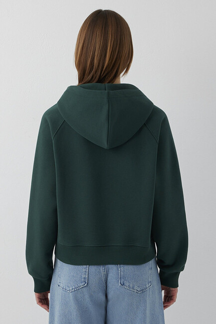Kadın Kapüşonlu Basic Sweat 1S10577-71538 Yeşil - Thumbnail
