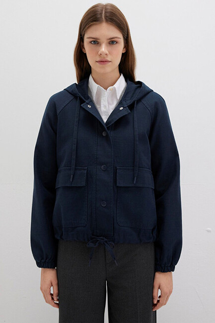 Kadın Kapüşonlu Ceket 110775-82906 Lacivert - Thumbnail