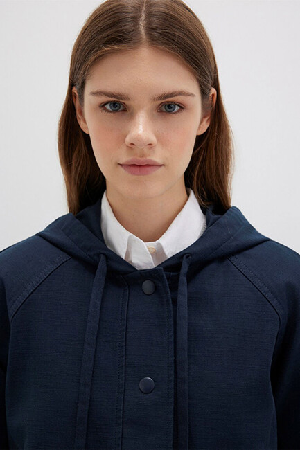 Kadın Kapüşonlu Ceket 110775-82906 Lacivert - Thumbnail