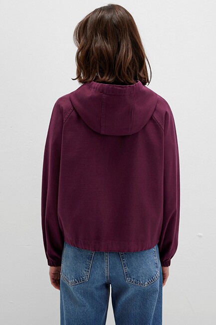 Kadın Kapüşonlu Ceket 110775-87830 Bordo - Thumbnail