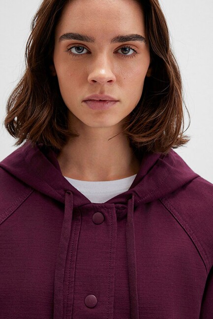 Kadın Kapüşonlu Ceket 110775-87830 Bordo - Thumbnail