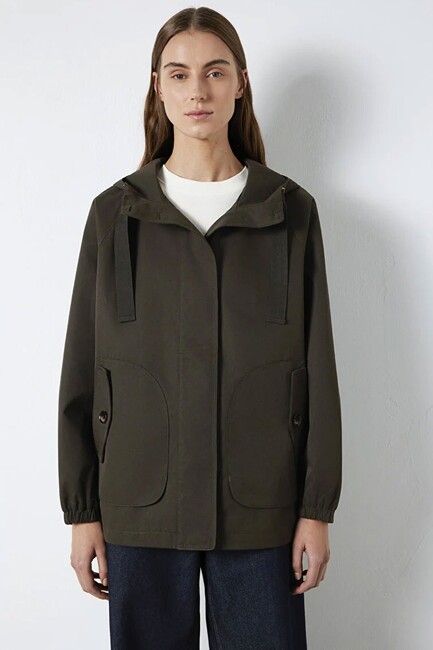 Kadın Kapüşonlu Ceket 1110014-90707 Haki - Thumbnail