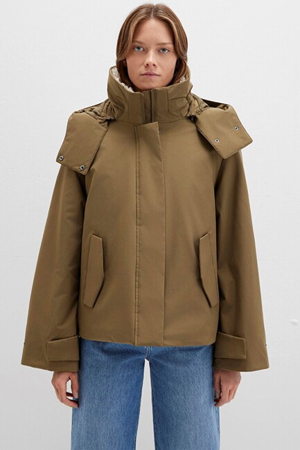 Kadın Kapüşonlu Ceket 1110759-71816 Haki - Thumbnail