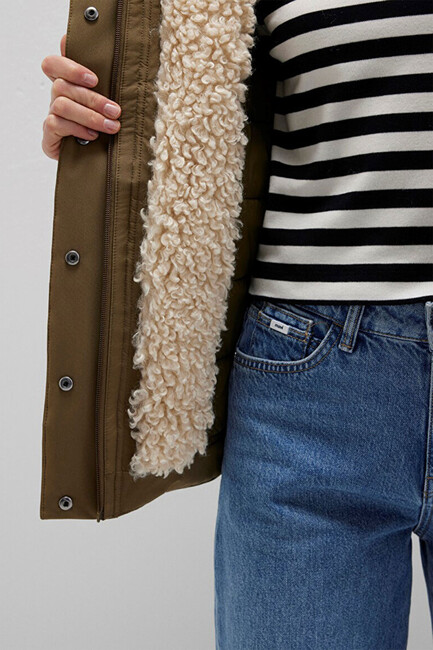 Kadın Kapüşonlu Ceket 1110759-71816 Haki - Thumbnail