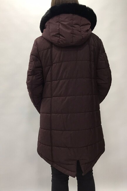 Kadın Kapüşonlu Kaban 1875314 Mor - Thumbnail