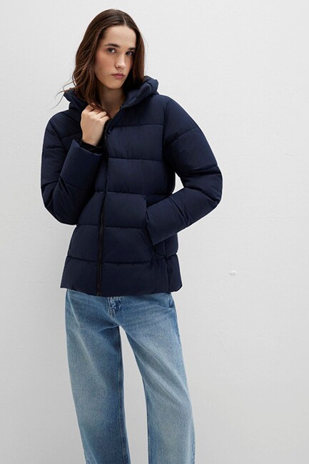 Kadın Kapüşonlu mont 1110704-86623 Lacivert (2)