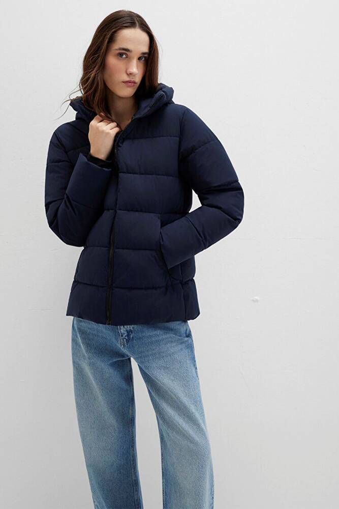 Kadın Kapüşonlu mont 1110704-86623 Lacivert 