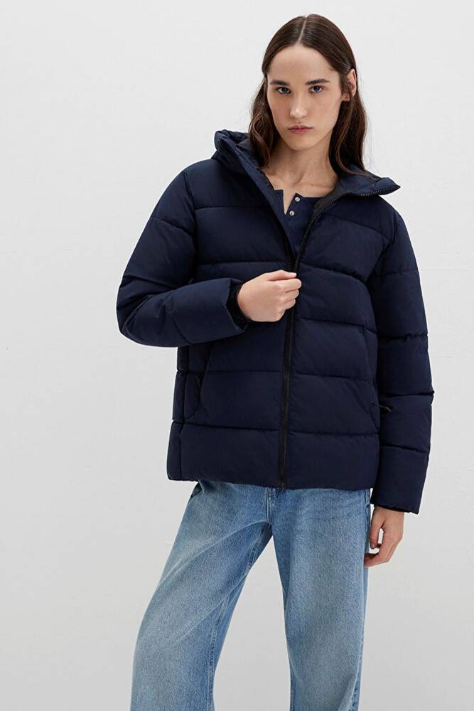 Kadın Kapüşonlu mont 1110704-86623 Lacivert 