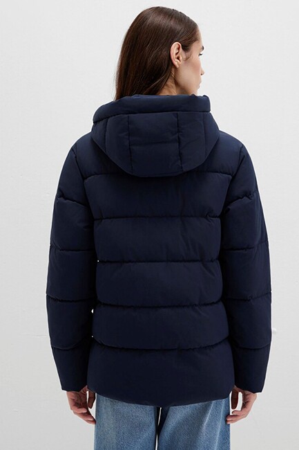 Kadın Kapüşonlu mont 1110704-86623 Lacivert - Thumbnail