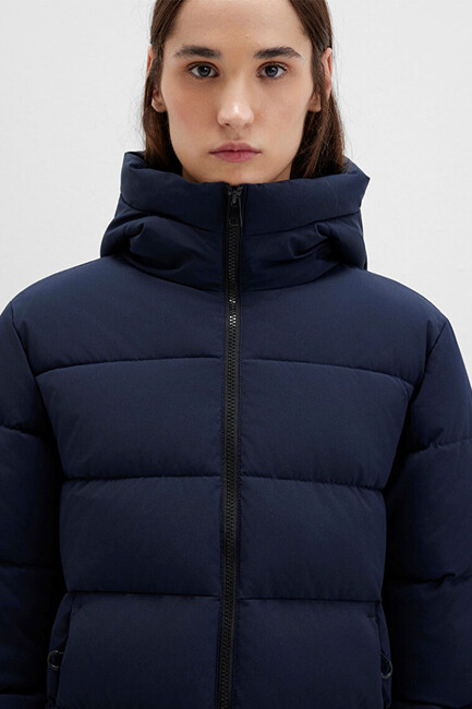 Kadın Kapüşonlu mont 1110704-86623 Lacivert - Thumbnail