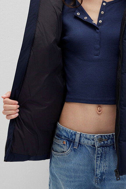 Kadın Kapüşonlu mont 1110704-86623 Lacivert - Thumbnail