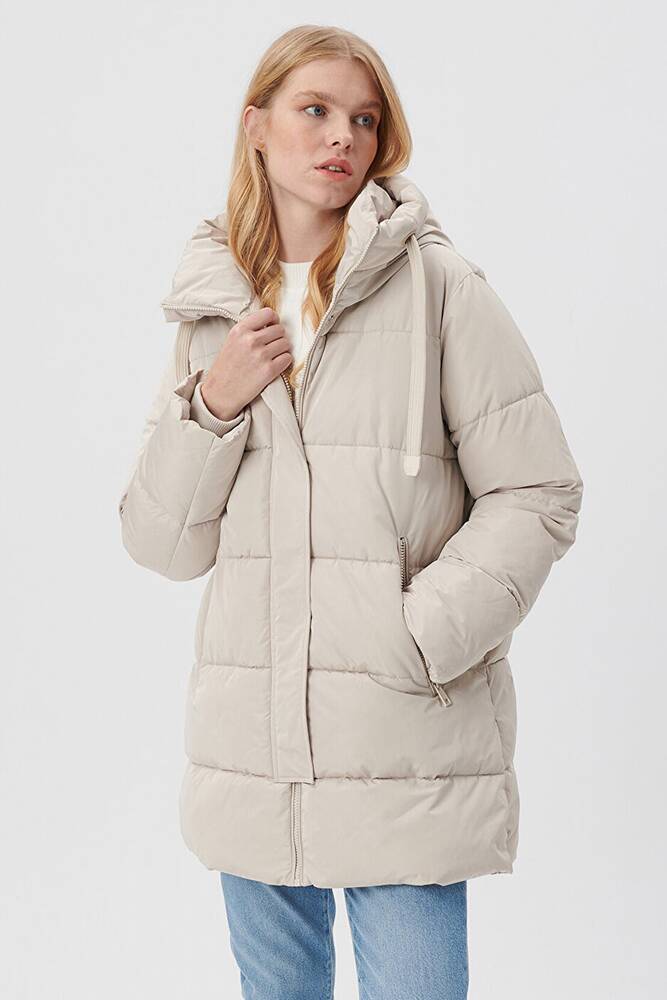 Kadın Kapüşonlu Şişme Mont 1110150-70144 Bej 