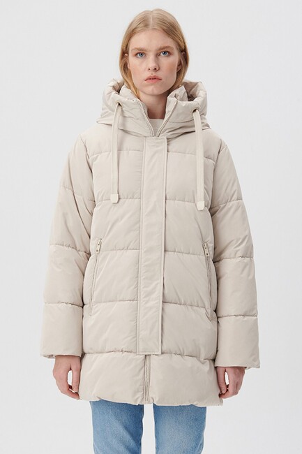 Kadın Kapüşonlu Şişme Mont 1110150-70144 Bej (3)