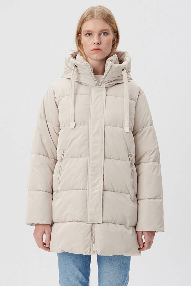 Kadın Kapüşonlu Şişme Mont 1110150-70144 Bej 