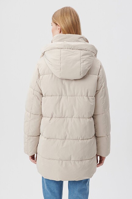 Kadın Kapüşonlu Şişme Mont 1110150-70144 Bej - Thumbnail