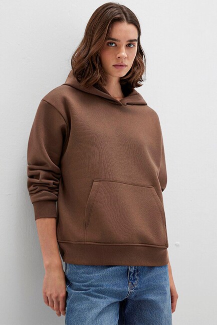Kadın Kapüşonlu Sweat 167299-81959 Kahve (1)