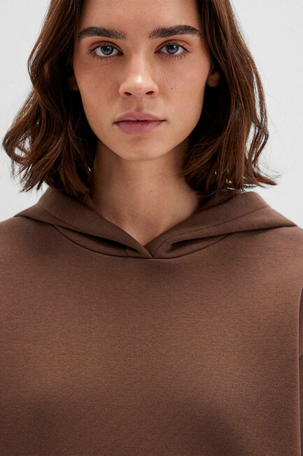 Kadın Kapüşonlu Sweat 167299-81959 Kahve - Thumbnail