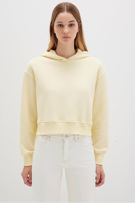Kadın Kapüşonlu Sweat 1S10386-71187 Sarı - Thumbnail
