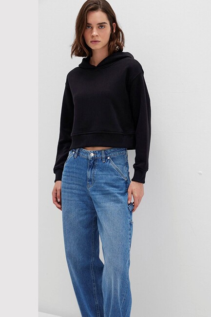 Kadın Kapüşonlu Sweat 1S10386-900 Siyah (1)