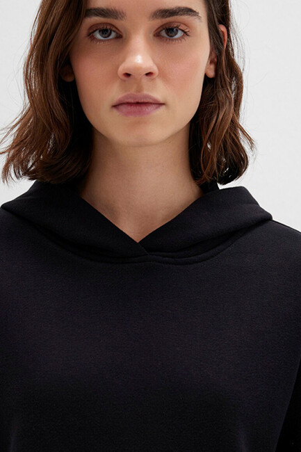 Kadın Kapüşonlu Sweat 1S10386-900 Siyah - Thumbnail