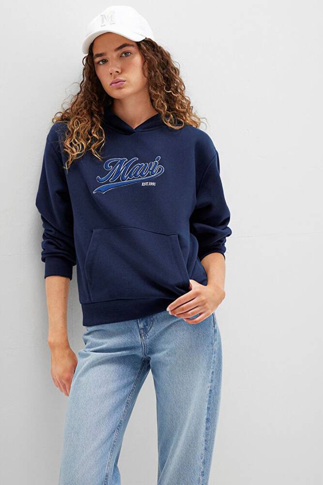Kadın Kapüşonlu Sweat 1S10420-82318 Lacivert 