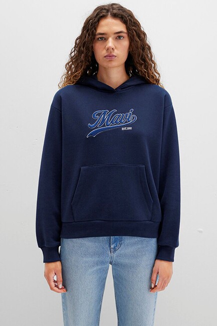 Kadın Kapüşonlu Sweat 1S10420-82318 Lacivert - Thumbnail