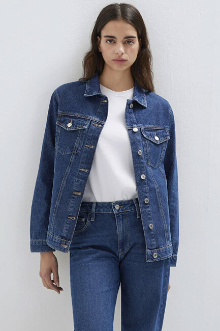 Kadın Karla 90's Denim Ceket 110154-91001 Mavi (2)