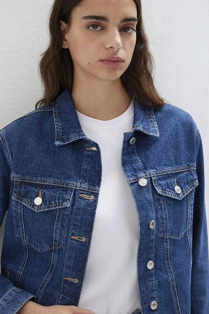 Kadın Karla 90's Denim Ceket 110154-91001 Mavi 