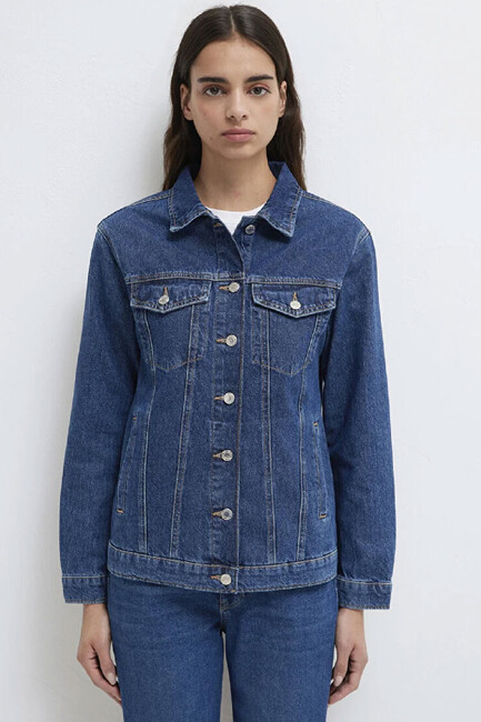 Kadın Karla 90's Denim Ceket 110154-91001 Mavi - Thumbnail