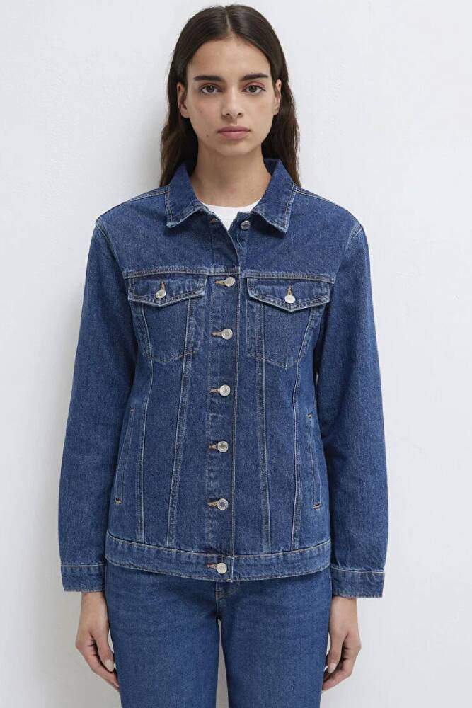 Kadın Karla 90's Denim Ceket 110154-91001 Mavi - 4