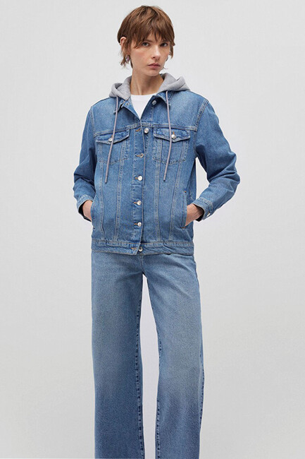 Kadın Karla 90s Jean Ceket 110154-85296 Mavi (3)