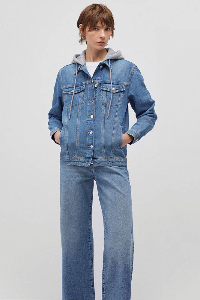 Kadın Karla 90s Jean Ceket 110154-85296 Mavi 