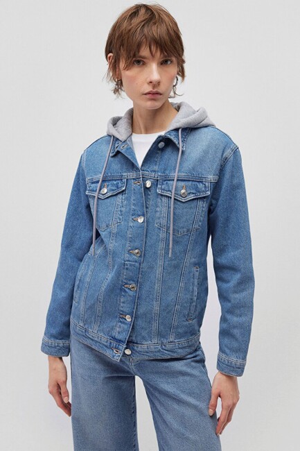 Kadın Karla 90s Jean Ceket 110154-85296 Mavi (1)