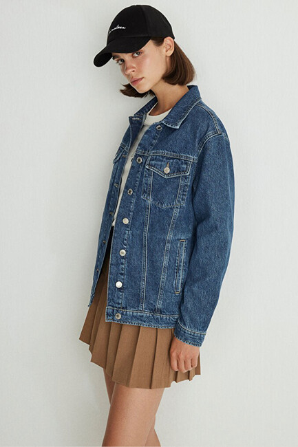 Kadın Karla Gold Icon Jean Ceket 110154-30105 Mavi (1)