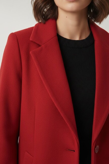 Kadın Kaşe Kaban 19020128 Bordo - Thumbnail