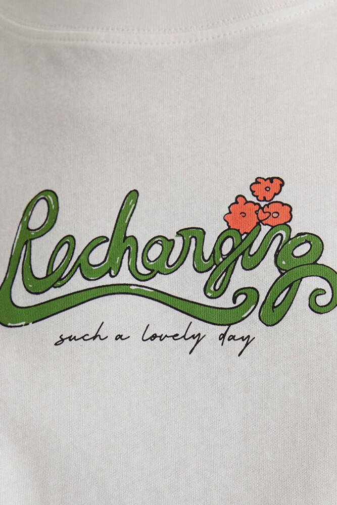 Kadın Kedi Baskılı Tişört 1613166-70057 Beyaz 