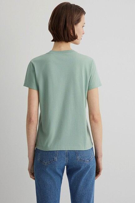 Kadın Kedi Baskılı Tişört 1613200-71787 Yeşil - Thumbnail