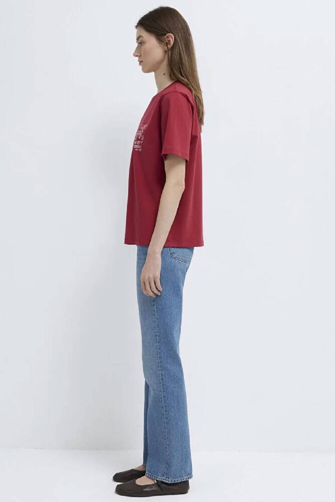 Kadın Kedi Baskılı Tişört 1613875-70391 Kırmızı 